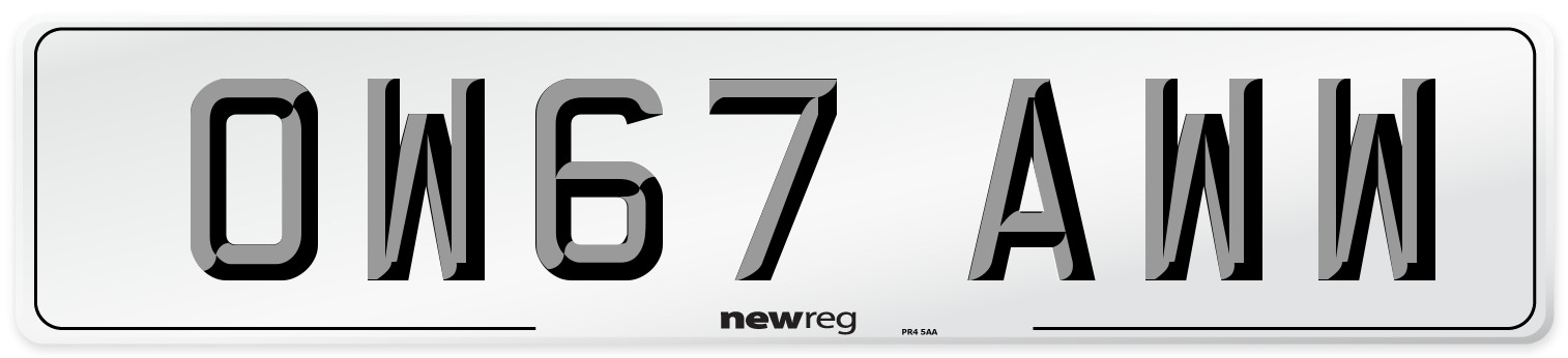 OW67 AWW Number Plate from New Reg
